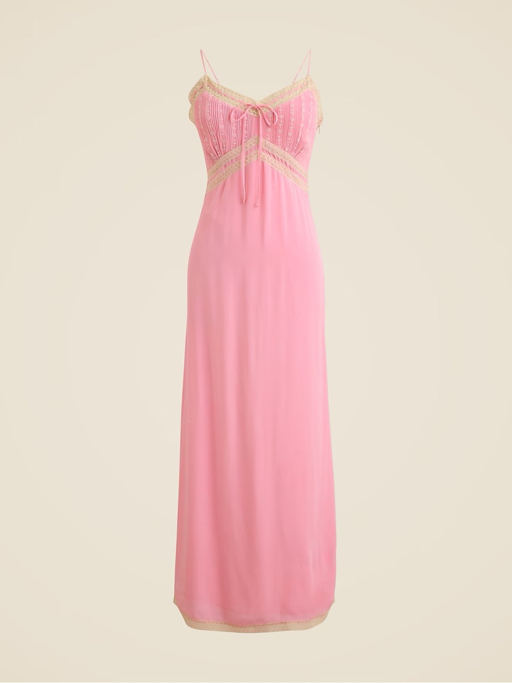 J. Crew Pintuck lace-trim slip dress in crepe de chine
